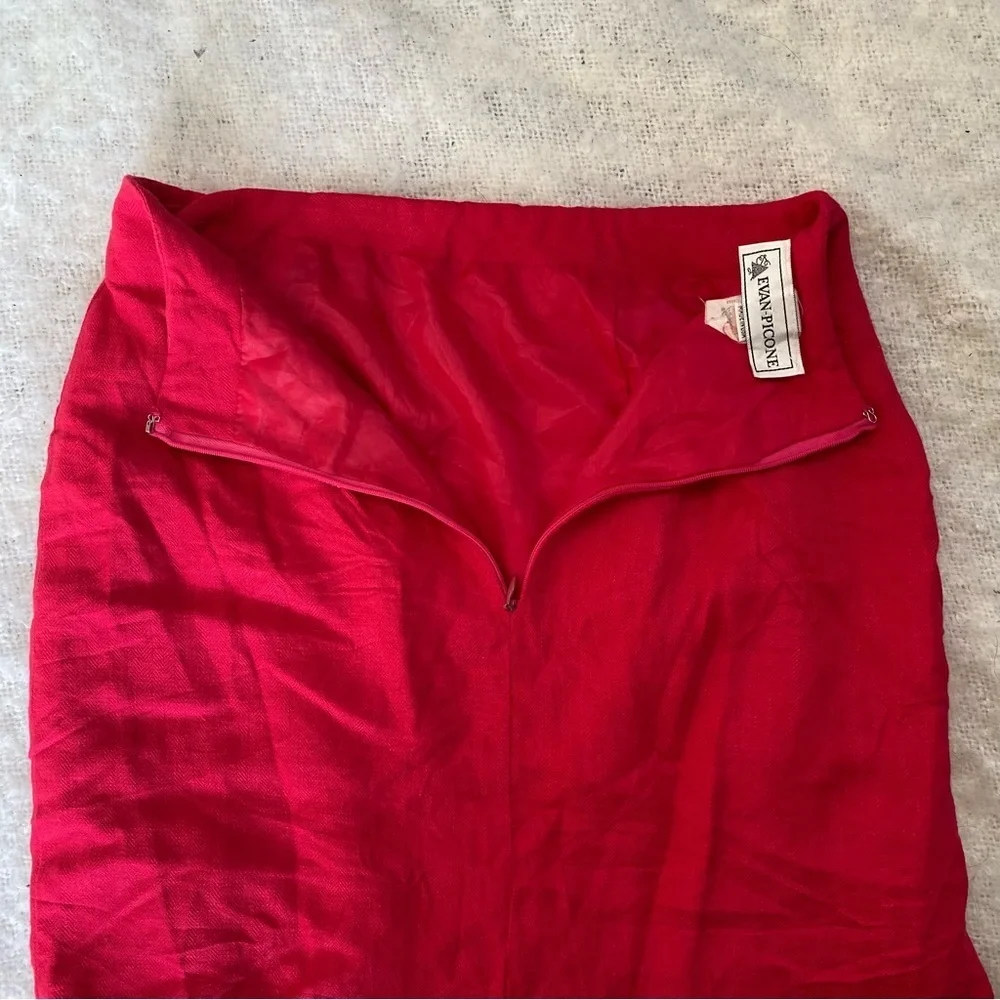 Vtg 80s Evan Picone Hot Pink Mini Skirt Lined Wrap Detail Size XS Preppy